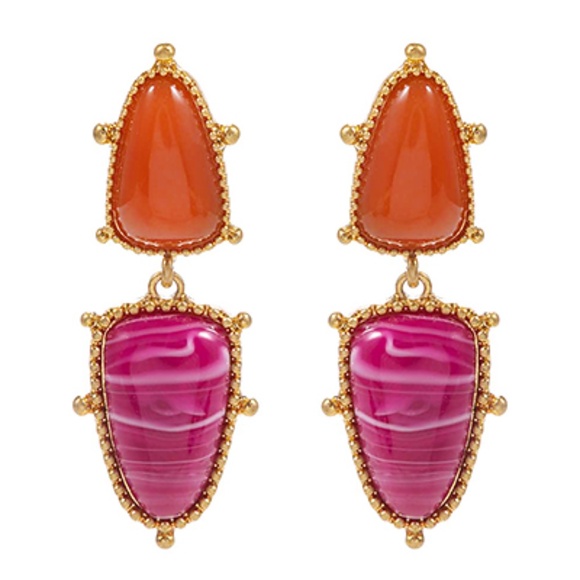 Studded Triangle Shaped Stone Earrings - Picture 2 of 2